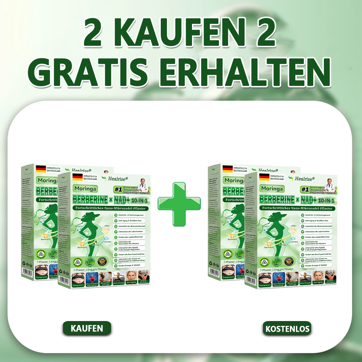 🇩🇪 Healrize® 🚀✨10-in-1 Nano-Mikronadel-Pflaster Moringa · Berberin · NAD+ | 1× täglich