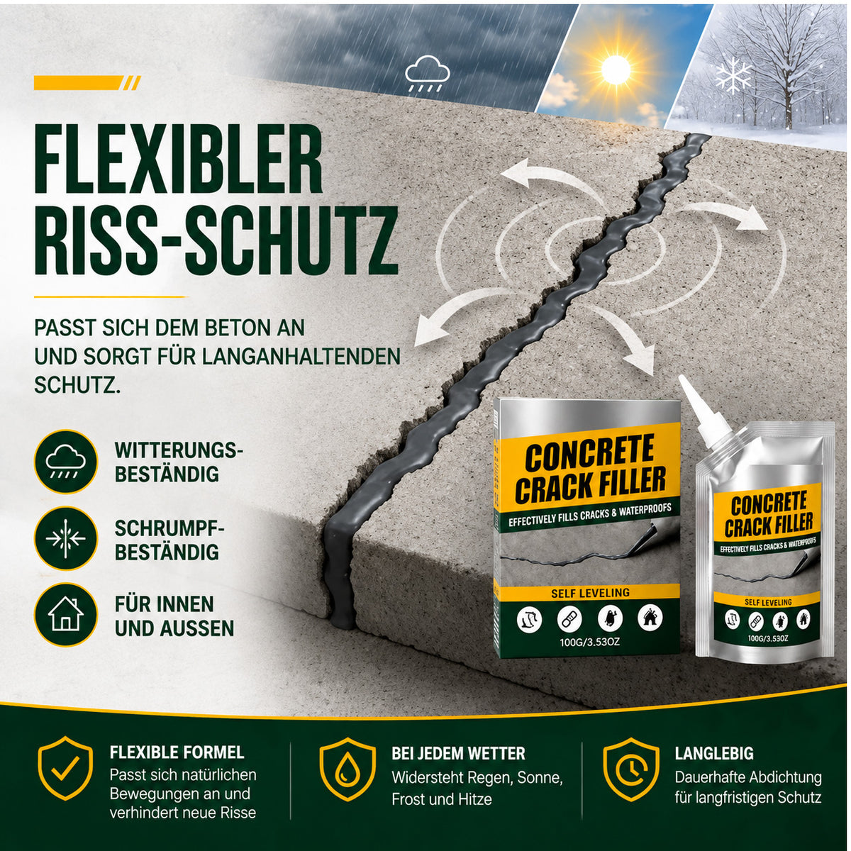 🔥 50 % RABATT | SVOZK® Wasserfester Beton-Rissfüller & Dichtstoff – für Risse, Fugen, Innen & Außen 🛠️