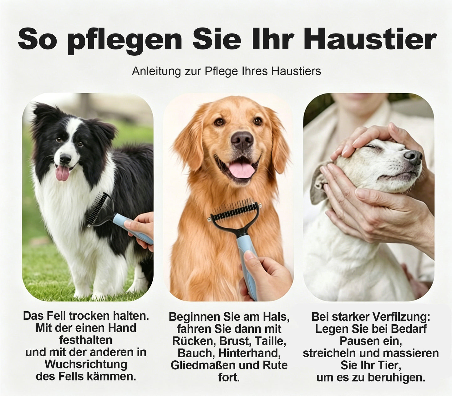 Zeitlich begrenztes Angebot | 🐶🐱 Billhol® Doppelseitiger Haustier-Pflegekamm – Sanfter Entfilzungs- & Fellwechselkamm für Hunde und Katzen