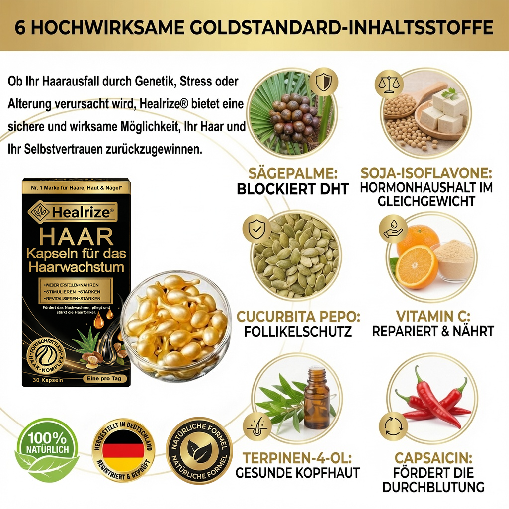 Bestseller – Nur für kurze Zeit rabattiert | 👉Healrize® Kapseln für Haarwachstum: Reaktiviert die Follikel & Boostet das Haarvolumen