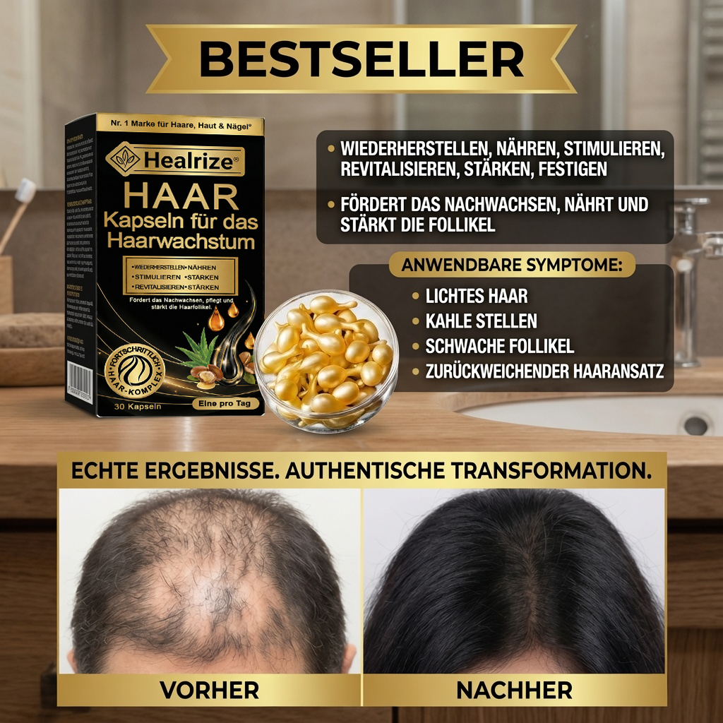 Bestseller – Nur für kurze Zeit rabattiert | 👉Healrize® Kapseln für Haarwachstum: Reaktiviert die Follikel & Boostet das Haarvolumen
