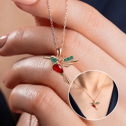 🔥 Letzter Tag: 50 % Rabatt!! | CZTICLE® 🦜 2026 Brandneues Upgrade 💥 Exquisite rote Achat-Kolibri-Halskette mit Gratis-Ohrringen