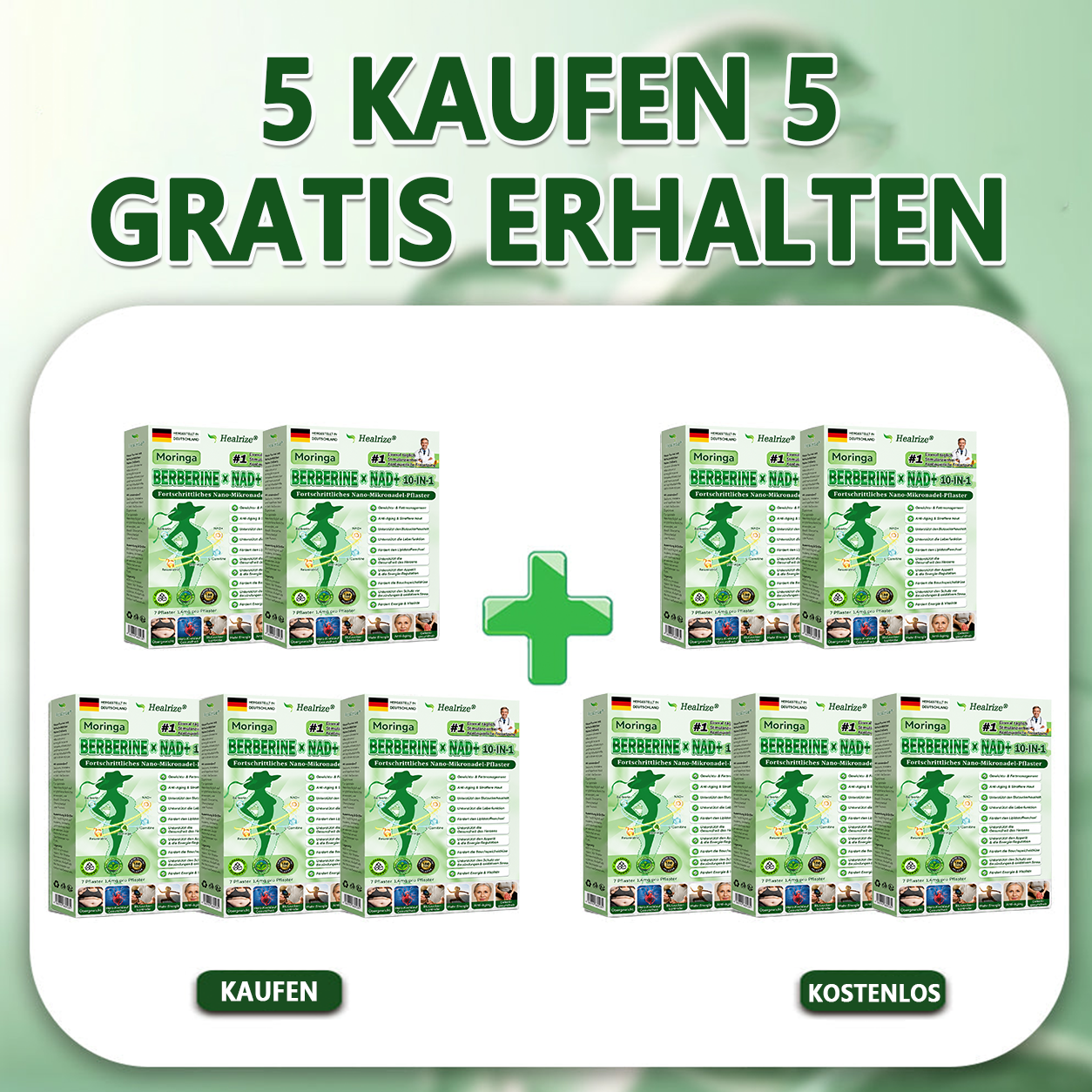 🇩🇪 Healrize® 🚀✨10-in-1 Nano-Mikronadel-Pflaster Moringa · Berberin · NAD+ | 1× täglich
