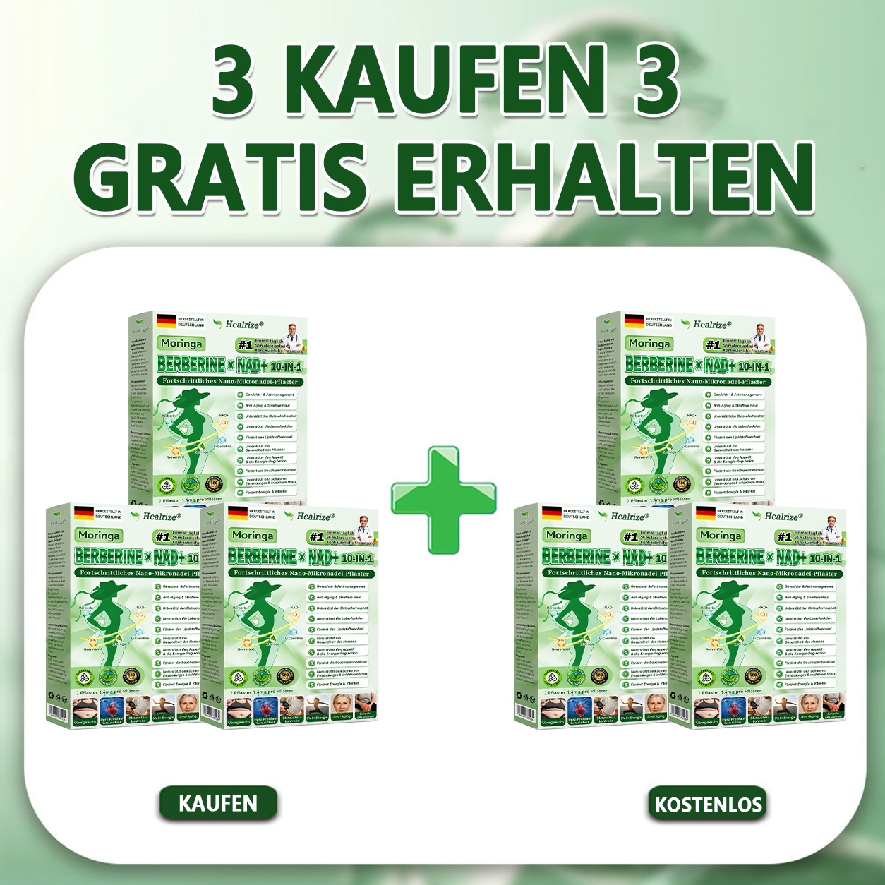 🇩🇪 Healrize® 🚀✨10-in-1 Nano-Mikronadel-Pflaster Moringa · Berberin · NAD+ | 1× täglich