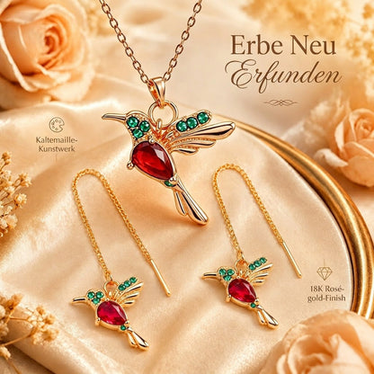 🔥 Letzter Tag: 50 % Rabatt!! | CZTICLE® 🦜 2026 Brandneues Upgrade 💥 Exquisite rote Achat-Kolibri-Halskette mit Gratis-Ohrringen