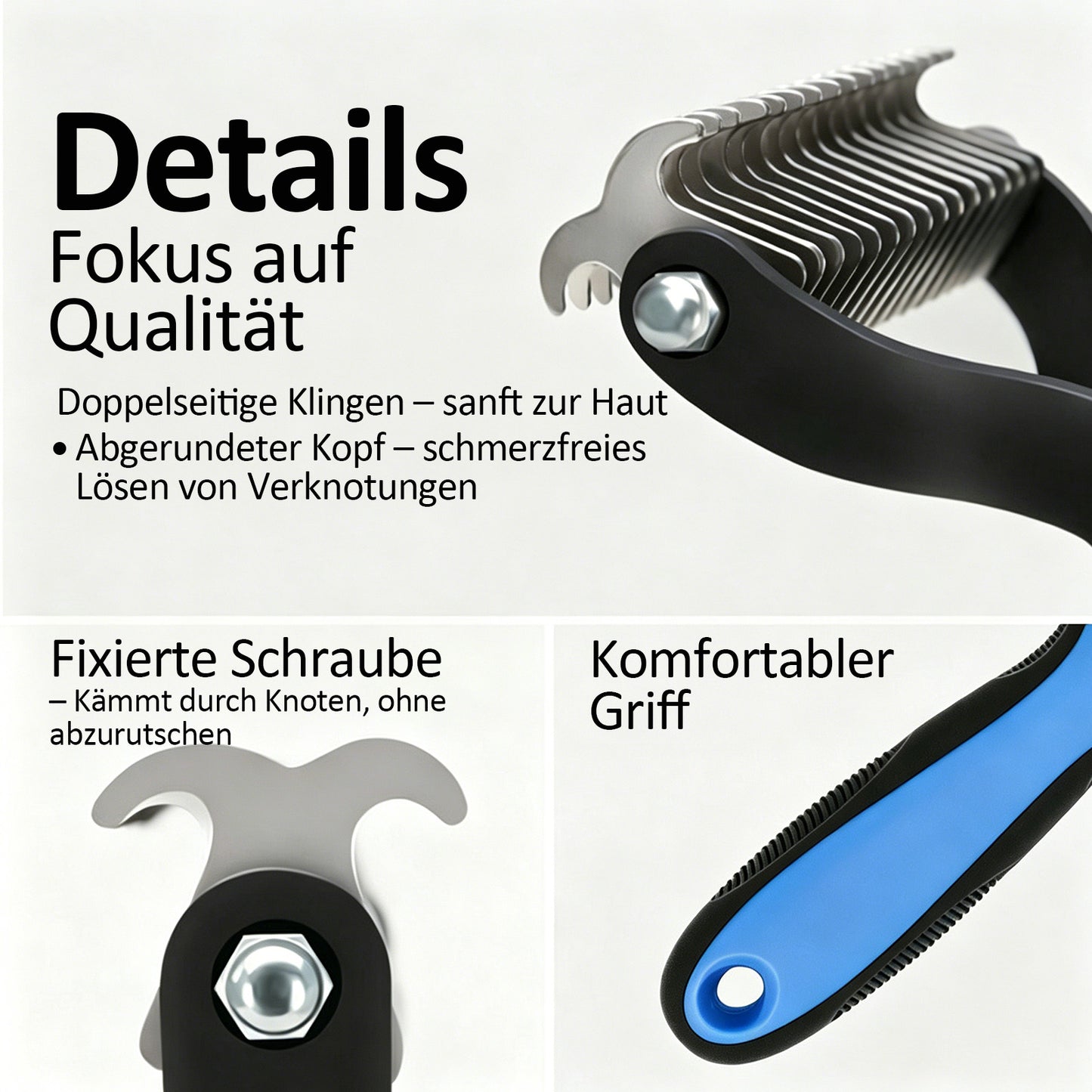 Zeitlich begrenztes Angebot | 🐶🐱 Billhol® Doppelseitiger Haustier-Pflegekamm – Sanfter Entfilzungs- & Fellwechselkamm für Hunde und Katzen