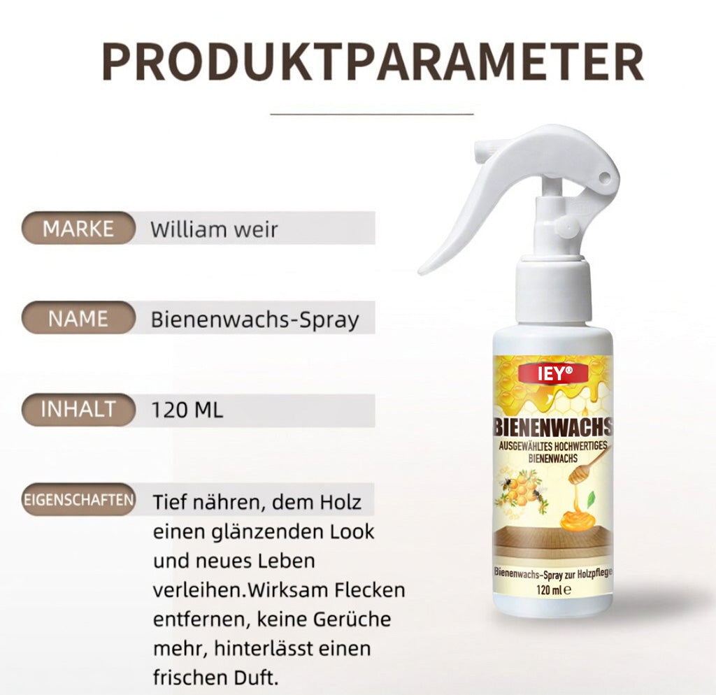 REBYIPO® 49 % RABATT – Aktionswoche 🎉🎉 Bienenwachs-Holzpflegespray 120 ml | Natürlicher Glanz & Schutz für Möbel, Böden und Schränke – nicht fettend, staubabweisendes Finish