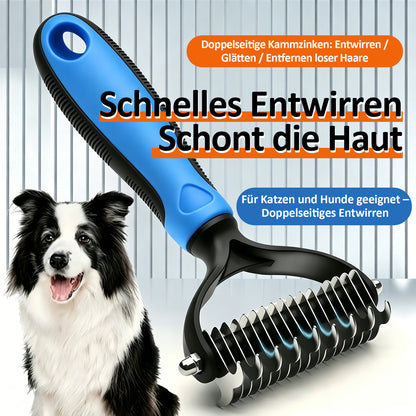 Zeitlich begrenztes Angebot | 🐶🐱 Billhol® Doppelseitiger Haustier-Pflegekamm – Sanfter Entfilzungs- & Fellwechselkamm für Hunde und Katzen