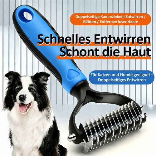 Zeitlich begrenztes Angebot | 🐶🐱 Billhol® Doppelseitiger Haustier-Pflegekamm – Sanfter Entfilzungs- & Fellwechselkamm für Hunde und Katzen