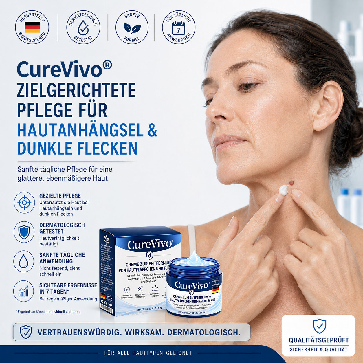🛡️🛡️CureVivo® 7-Tage Hautanhängsel- & Flecken-Entfernungscreme (schmerzfreie Formel – ohne Narben)