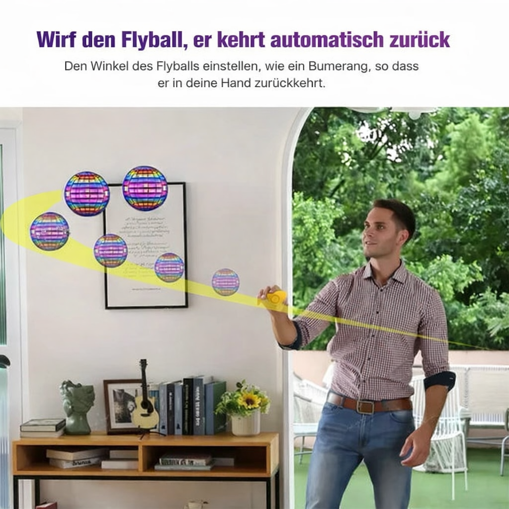 🌍 Fliegender Boomerang-UFO-Spinner – 360° LED-Schwebeball mit Handsteuerung
