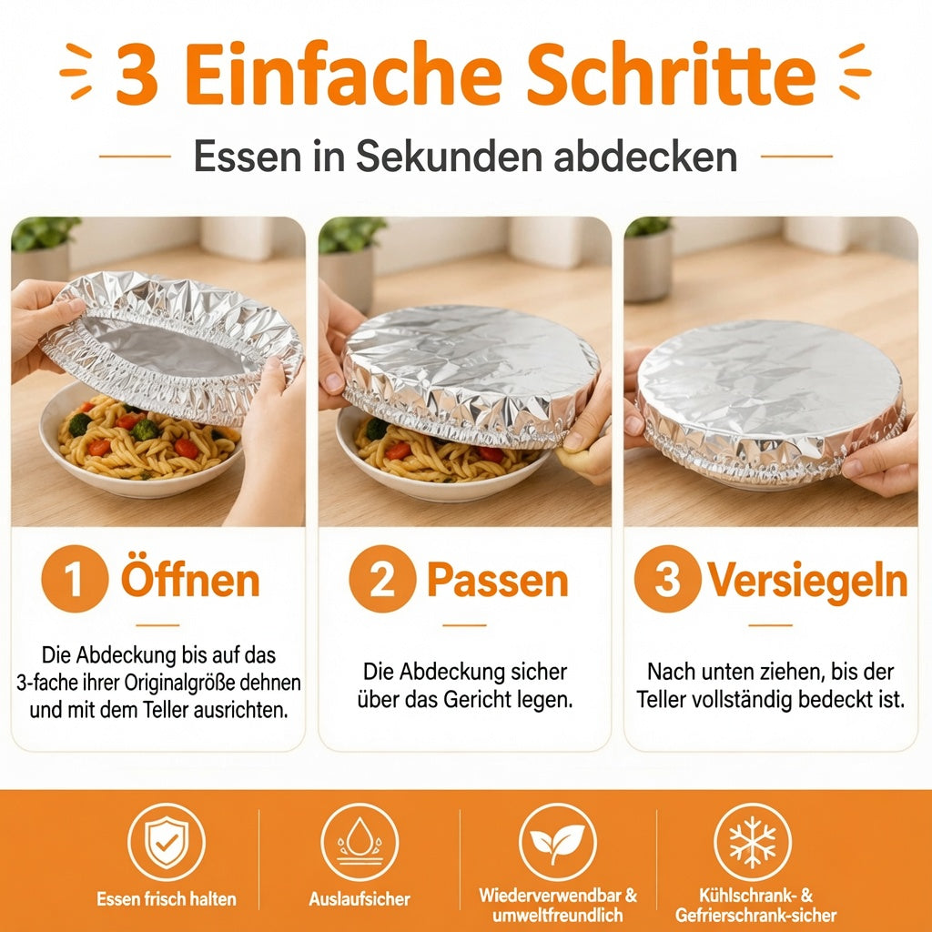 SVOZK® 🍽️ Wiederverwendbare elastische Abdeckungen für Schüsseln, Teller & Platten – halten Reste frisch und sorgen für Ordnung im Kühlschrank ❄️
