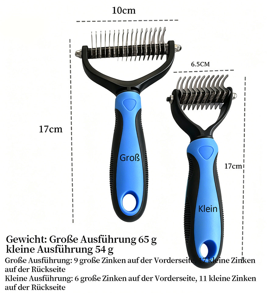 Zeitlich begrenztes Angebot | 🐶🐱 Billhol® Doppelseitiger Haustier-Pflegekamm – Sanfter Entfilzungs- & Fellwechselkamm für Hunde und Katzen