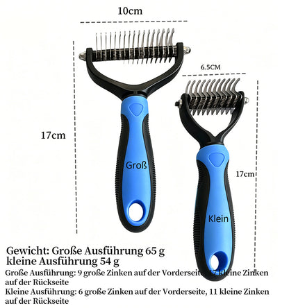 Zeitlich begrenztes Angebot | 🐶🐱 Billhol® Doppelseitiger Haustier-Pflegekamm – Sanfter Entfilzungs- & Fellwechselkamm für Hunde und Katzen