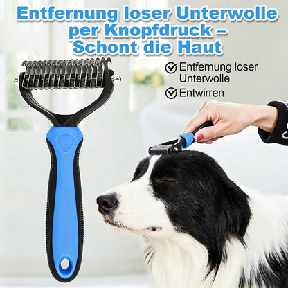 Zeitlich begrenztes Angebot | 🐶🐱 Billhol® Doppelseitiger Haustier-Pflegekamm – Sanfter Entfilzungs- & Fellwechselkamm für Hunde und Katzen
