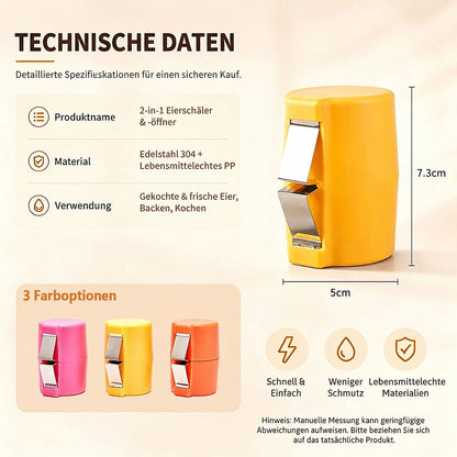 Offizieller Shop | 🛒Billhol® 2-in-1 Eieröffner & Eierschäler – Eier in Sekundenschnelle öffnen & schälen 🥚