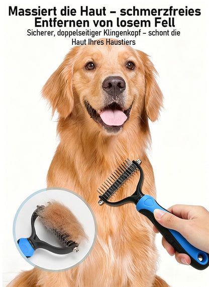 Zeitlich begrenztes Angebot | 🐶🐱 Billhol® Doppelseitiger Haustier-Pflegekamm – Sanfter Entfilzungs- & Fellwechselkamm für Hunde und Katzen