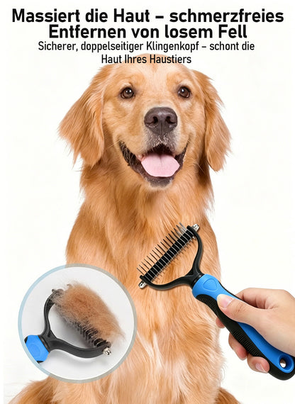 Zeitlich begrenztes Angebot | 🐶🐱 Billhol® Doppelseitiger Haustier-Pflegekamm – Sanfter Entfilzungs- & Fellwechselkamm für Hunde und Katzen