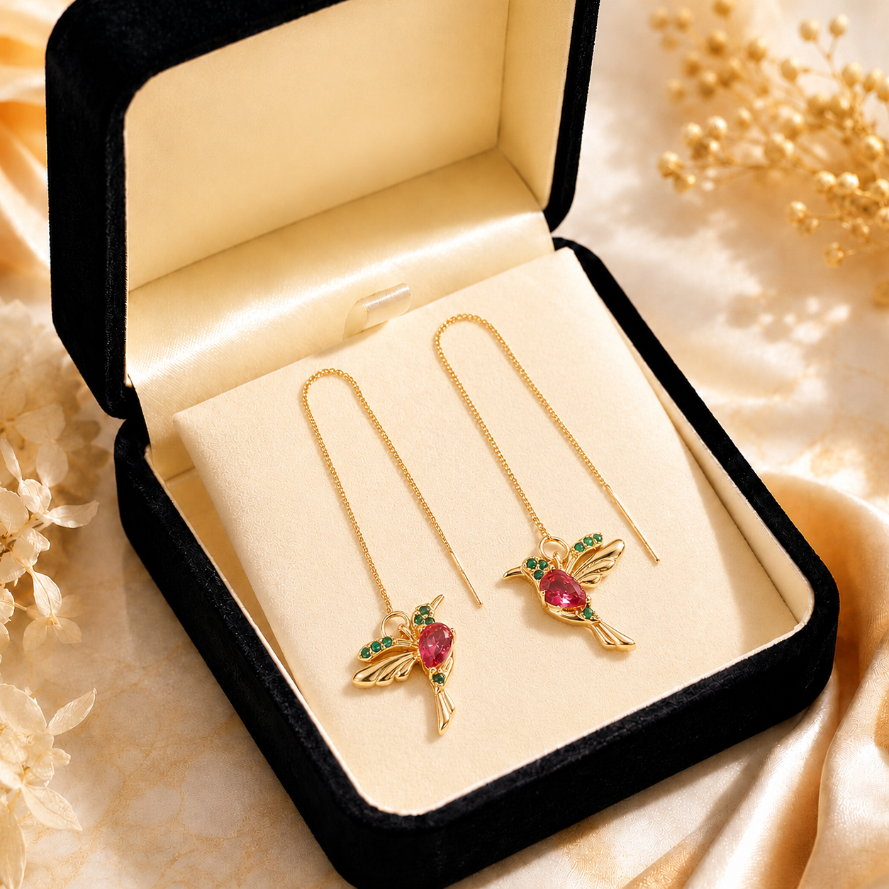 🔥 Letzter Tag: 50 % Rabatt!! | CZTICLE® 🦜 2026 Brandneues Upgrade 💥 Exquisite rote Achat-Kolibri-Halskette mit Gratis-Ohrringen