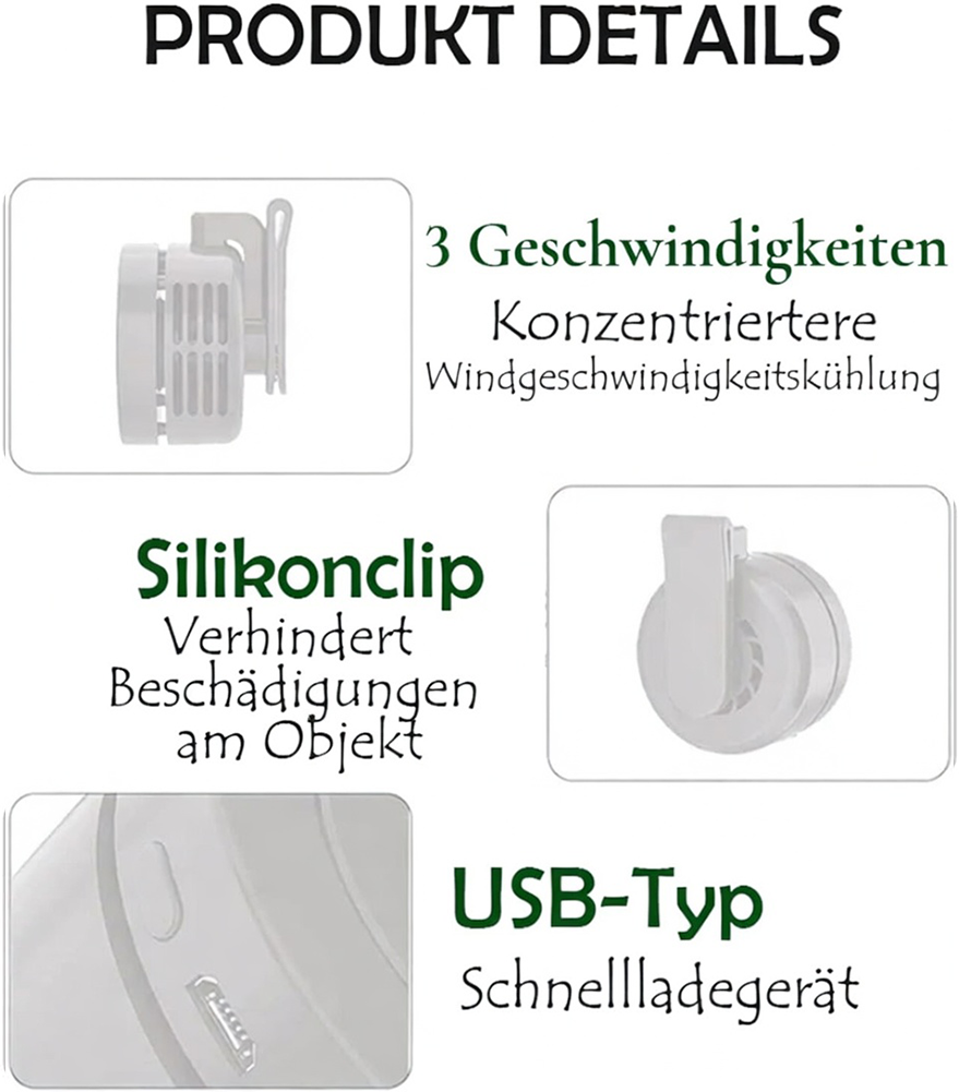 ✨✨Tragbarer, leiser, ansteckbarer Mini-Ventilator ohne Flügel🔥