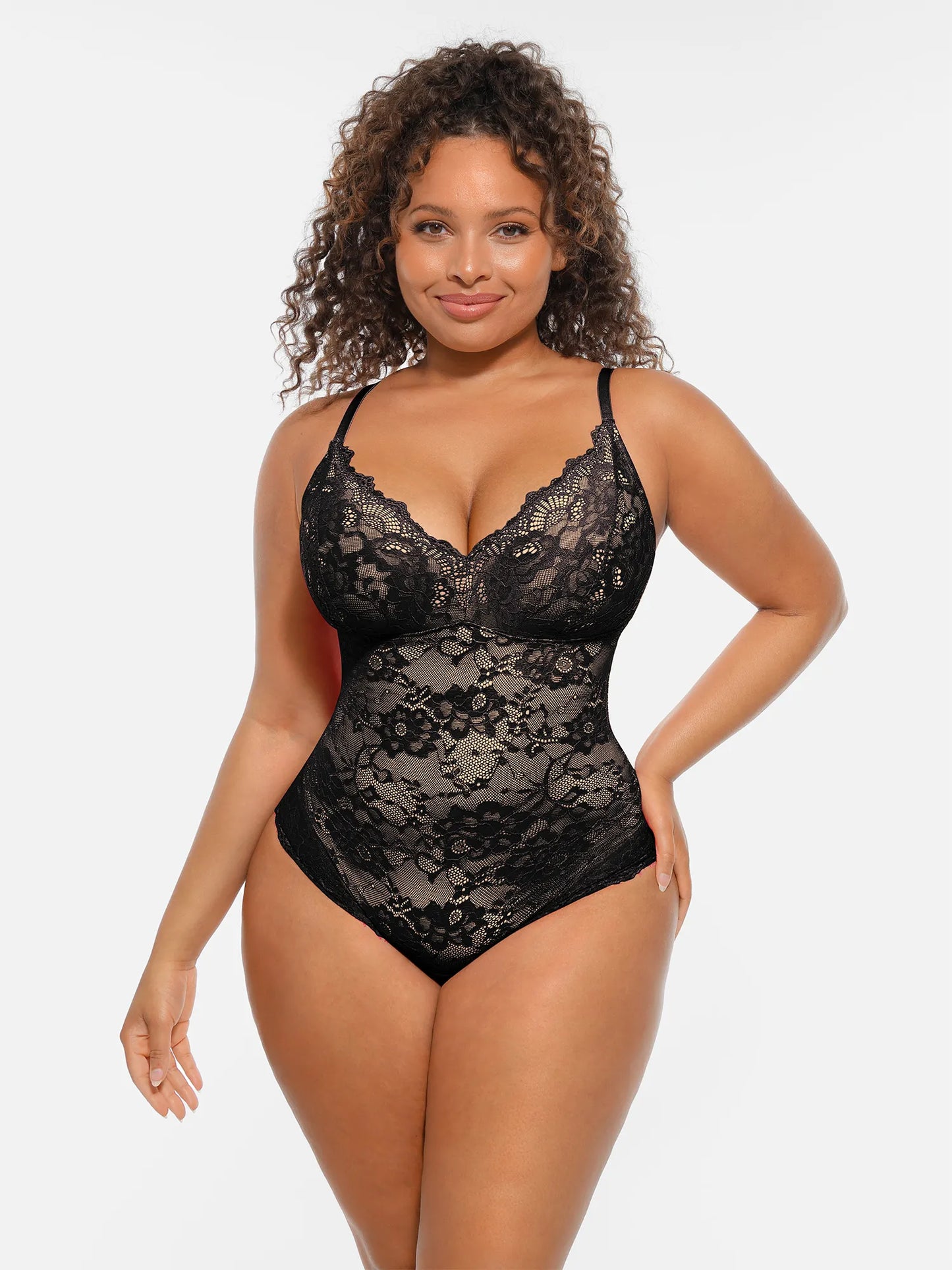 🏆LUCKYSONG® Lace Tummy Control Double-Layer Bodysuit🪻