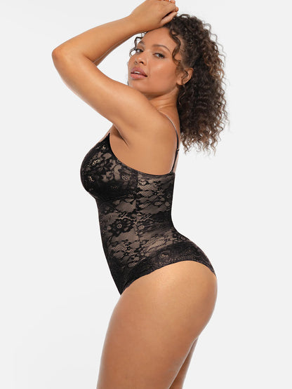 🏆LUCKYSONG® Lace Tummy Control Double-Layer Bodysuit🪻