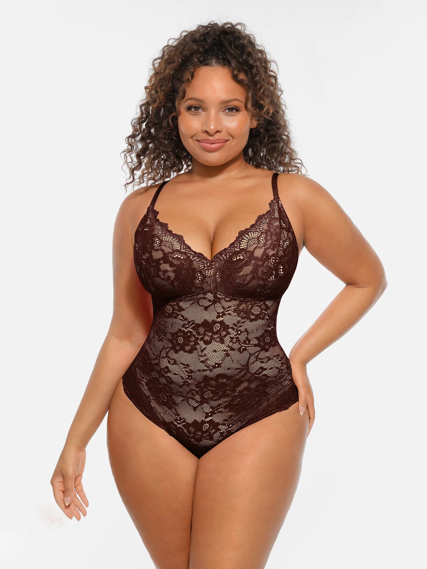 🏆LUCKYSONG® Lace Tummy Control Double-Layer Bodysuit🪻