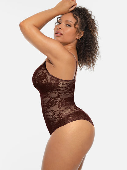 🏆LUCKYSONG® Lace Tummy Control Double-Layer Bodysuit🪻