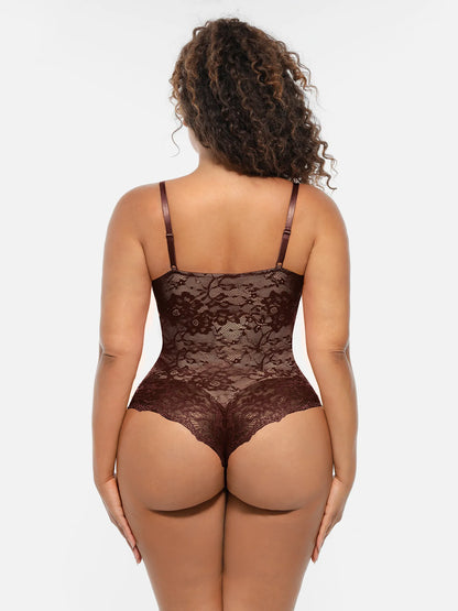 🏆LUCKYSONG® Lace Tummy Control Double-Layer Bodysuit🪻
