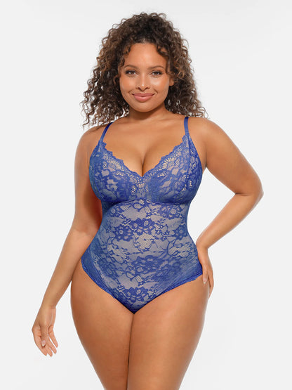 🏆LUCKYSONG® Lace Tummy Control Double-Layer Bodysuit🪻