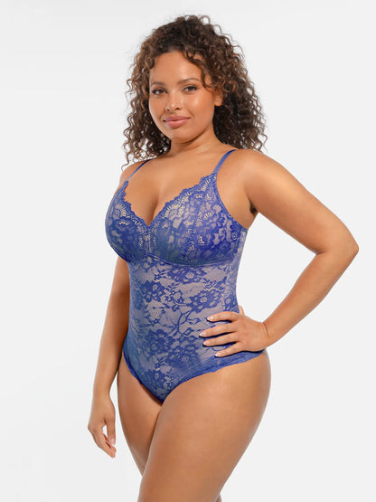 🏆LUCKYSONG® Lace Tummy Control Double-Layer Bodysuit🪻