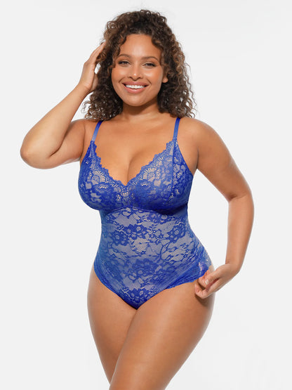 🏆LUCKYSONG® Lace Tummy Control Double-Layer Bodysuit🪻