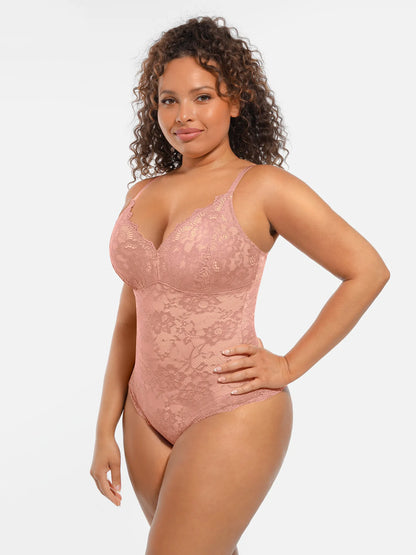 🏆LUCKYSONG® Lace Tummy Control Double-Layer Bodysuit🪻