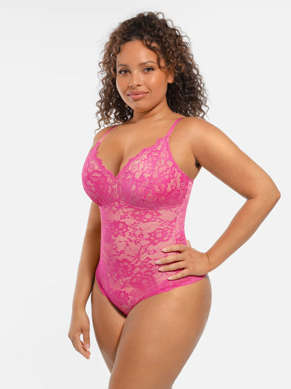🏆LUCKYSONG® Lace Tummy Control Double-Layer Bodysuit🪻