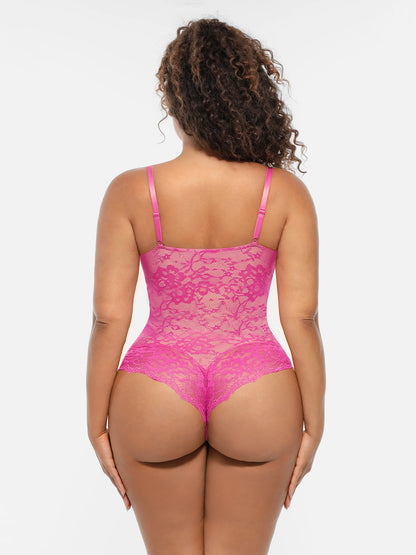 🏆LUCKYSONG® Lace Tummy Control Double-Layer Bodysuit🪻