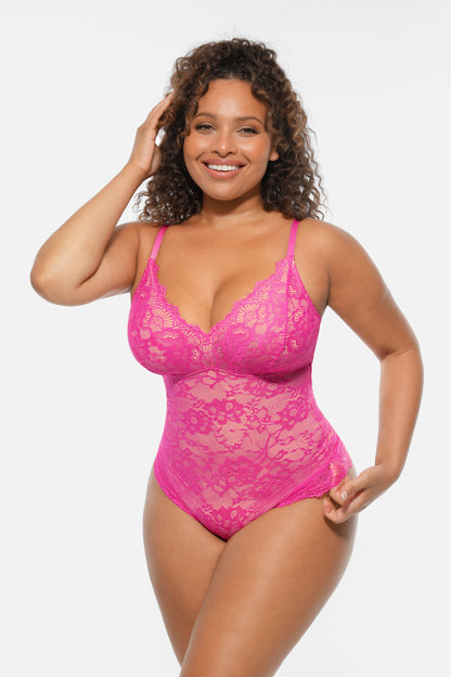 🏆LUCKYSONG® Lace Tummy Control Double-Layer Bodysuit🪻