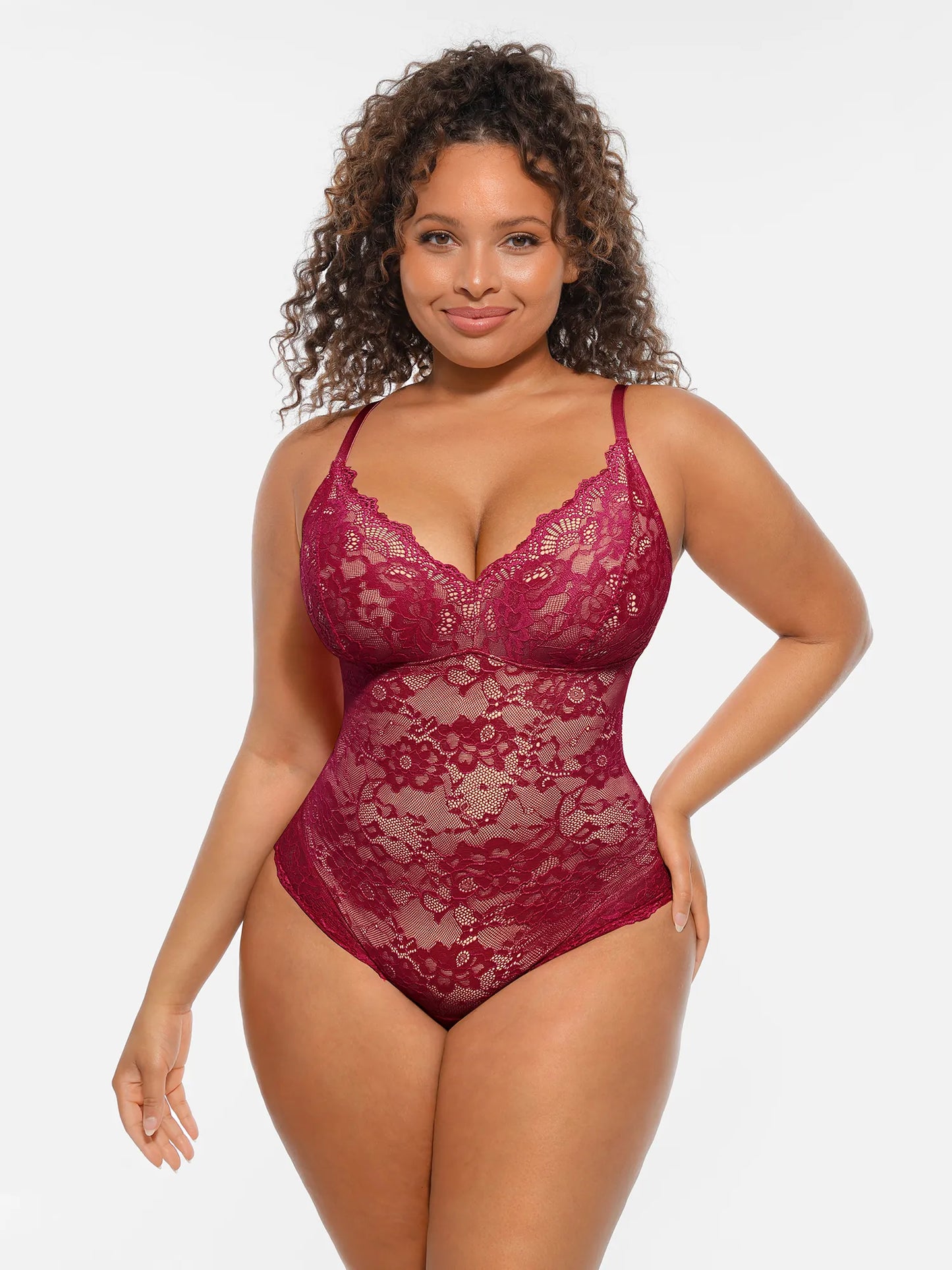 🏆LUCKYSONG® Lace Tummy Control Double-Layer Bodysuit🪻