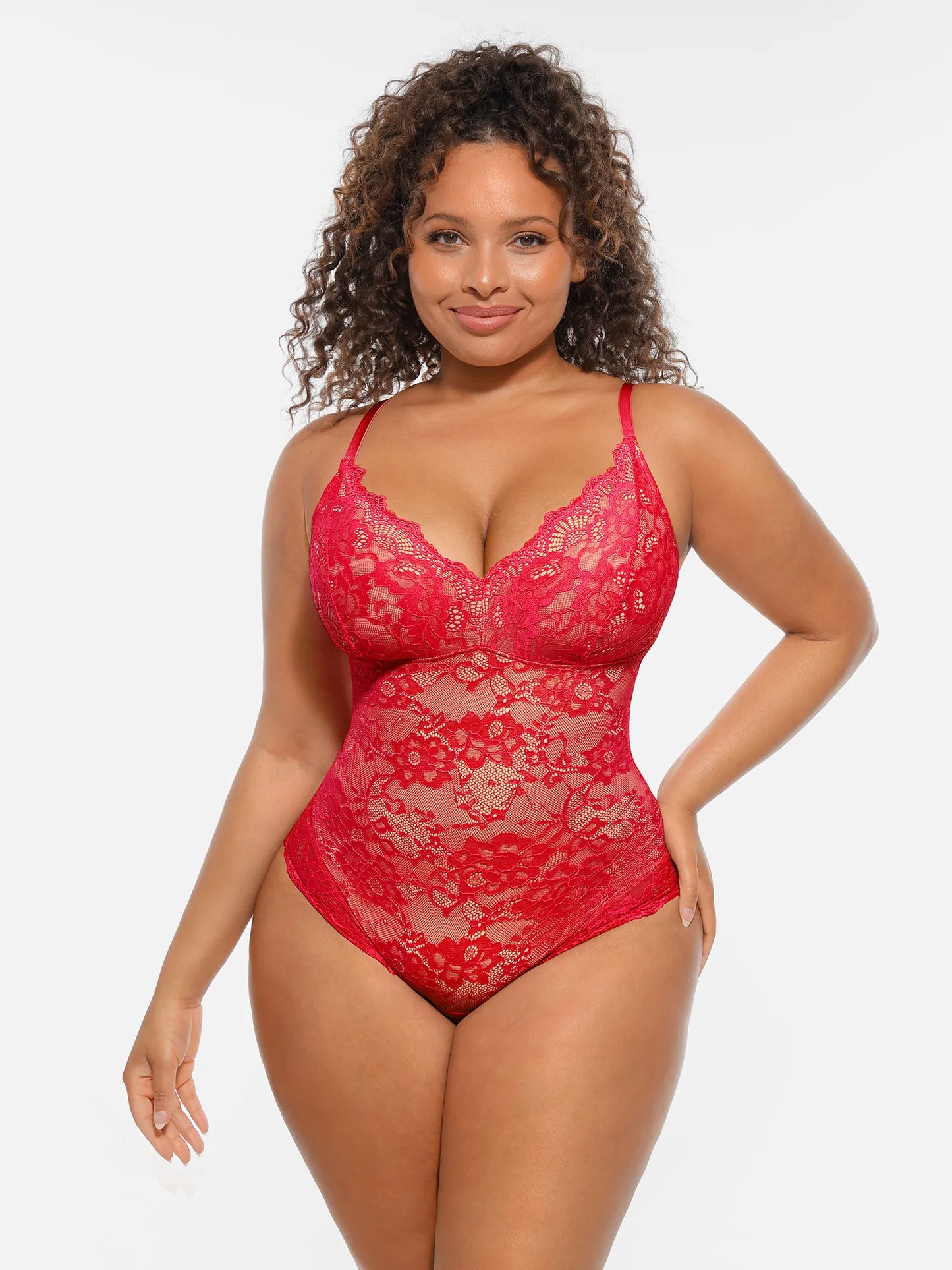 🏆LUCKYSONG® Lace Tummy Control Double-Layer Bodysuit🪻