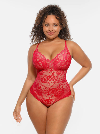 🏆LUCKYSONG® Lace Tummy Control Double-Layer Bodysuit🪻