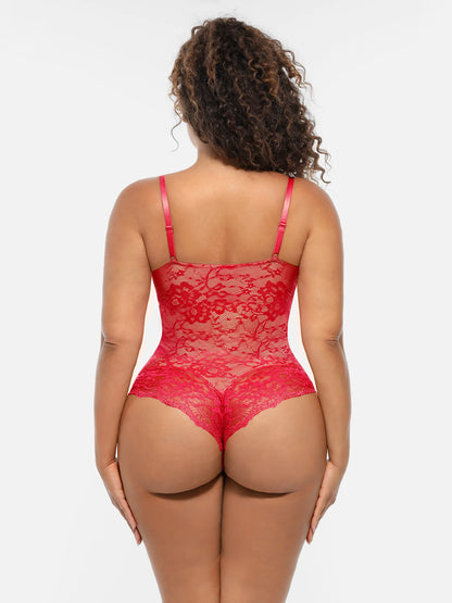 🏆LUCKYSONG® Lace Tummy Control Double-Layer Bodysuit🪻