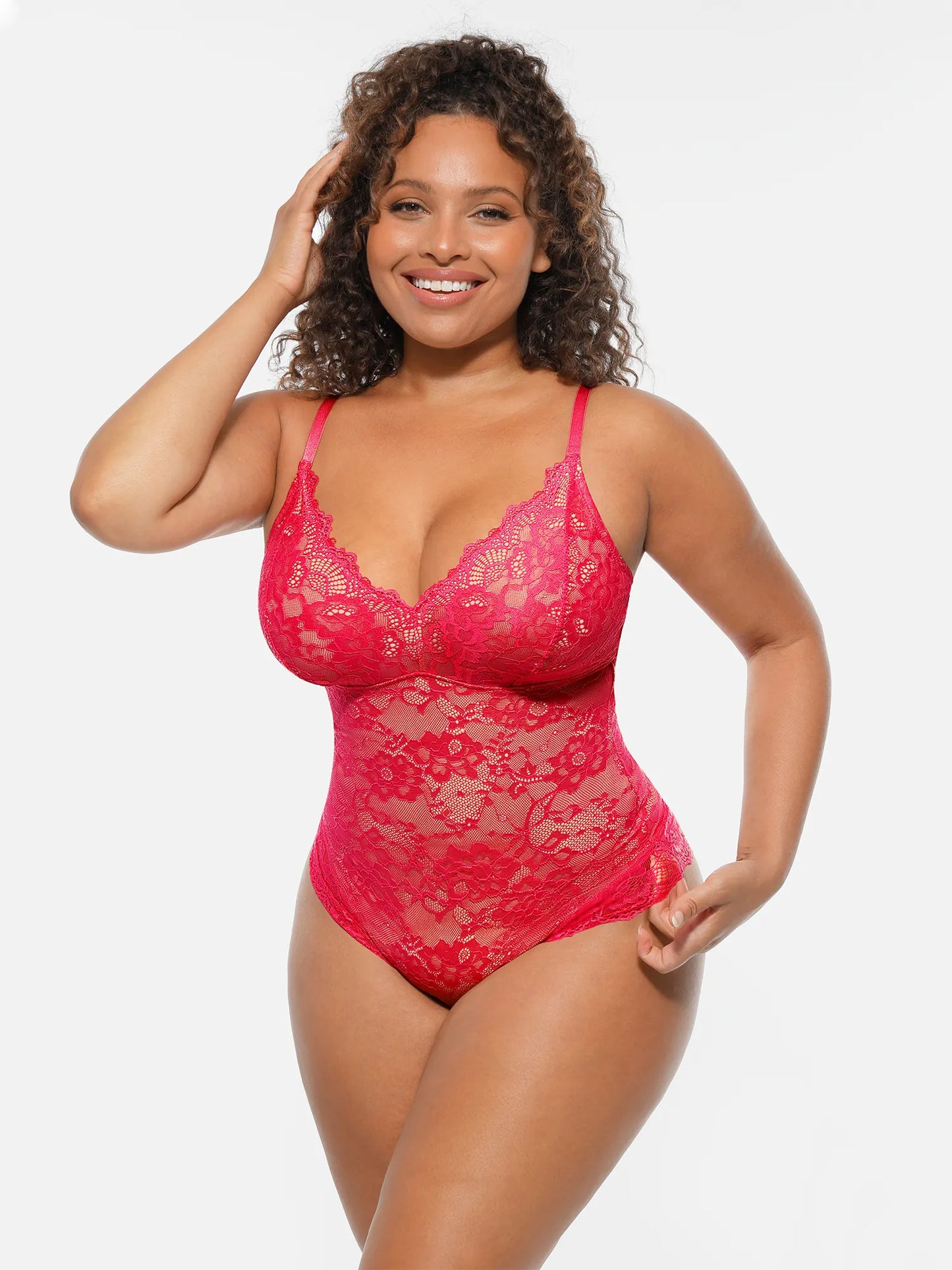 🏆LUCKYSONG® Lace Tummy Control Double-Layer Bodysuit🪻