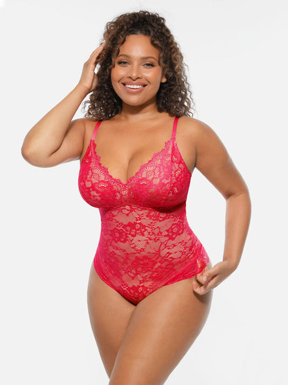 🏆LUCKYSONG® Lace Tummy Control Double-Layer Bodysuit🪻