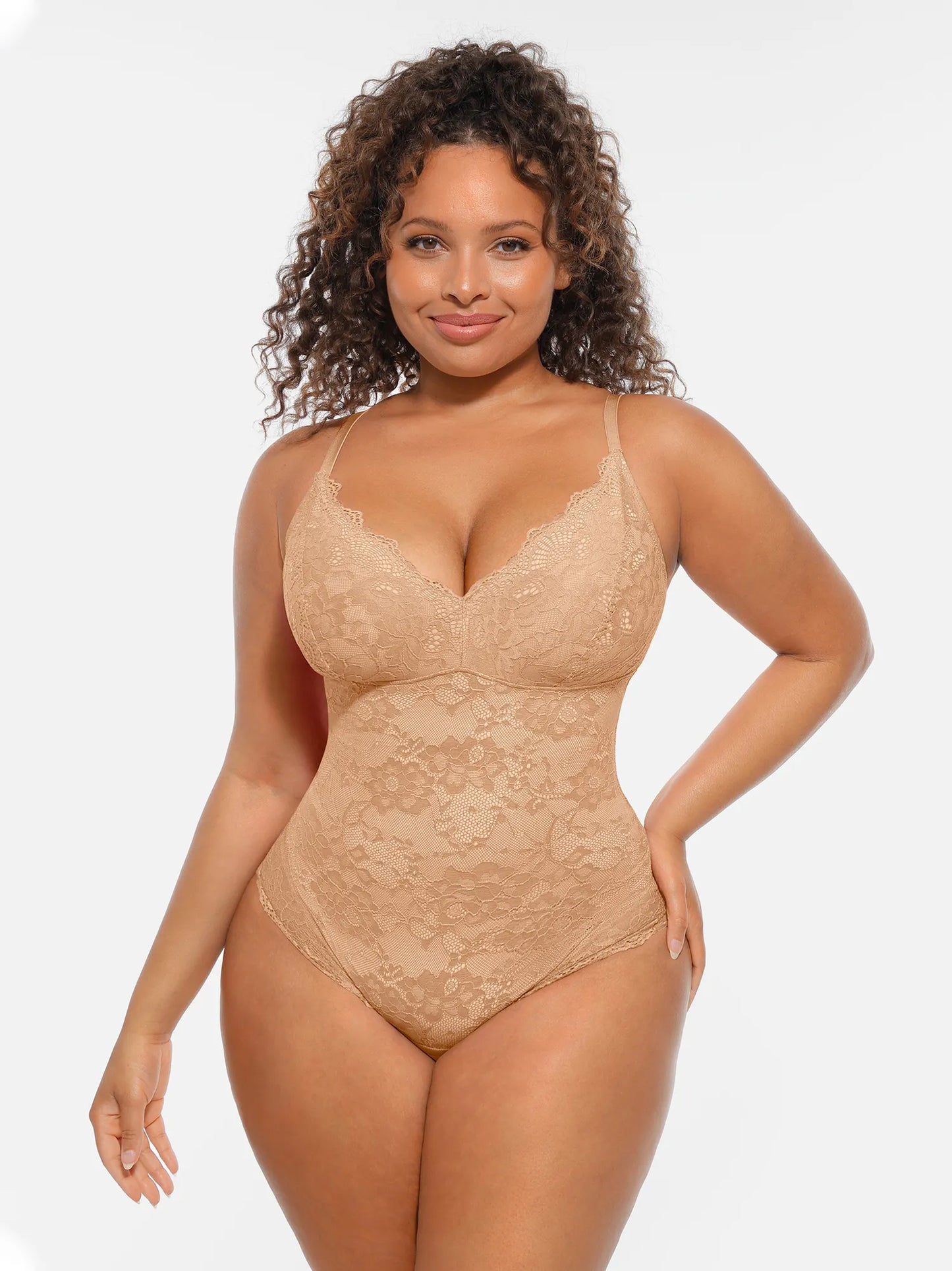 🏆LUCKYSONG® Lace Tummy Control Double-Layer Bodysuit🪻