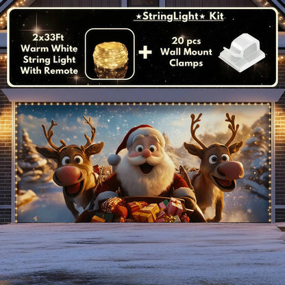Santa & Reindeers | Christmas Garage Door Cover