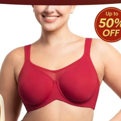 🏆LUCKYSONG® Last Day Special Price💐Women's Elegant Sheer Full Coverage Plus Size Bra - Black
