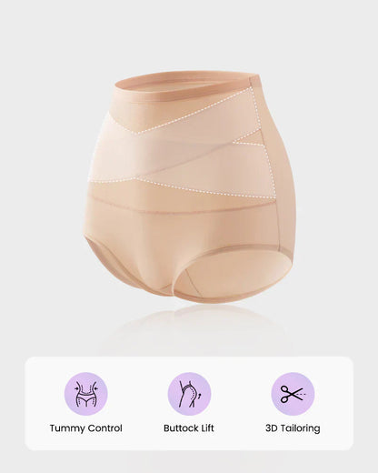 🌸  LUCKYSONG® Last Day-Buy 1 Get 3 Packs✨Plus-Size High-Waist Cross Tummy Control Panties