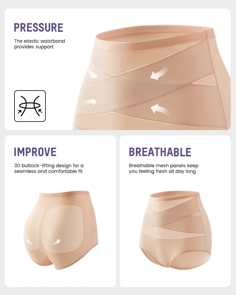 🌸  LUCKYSONG® Last Day-Buy 1 Get 3 Packs✨Plus-Size High-Waist Cross Tummy Control Panties