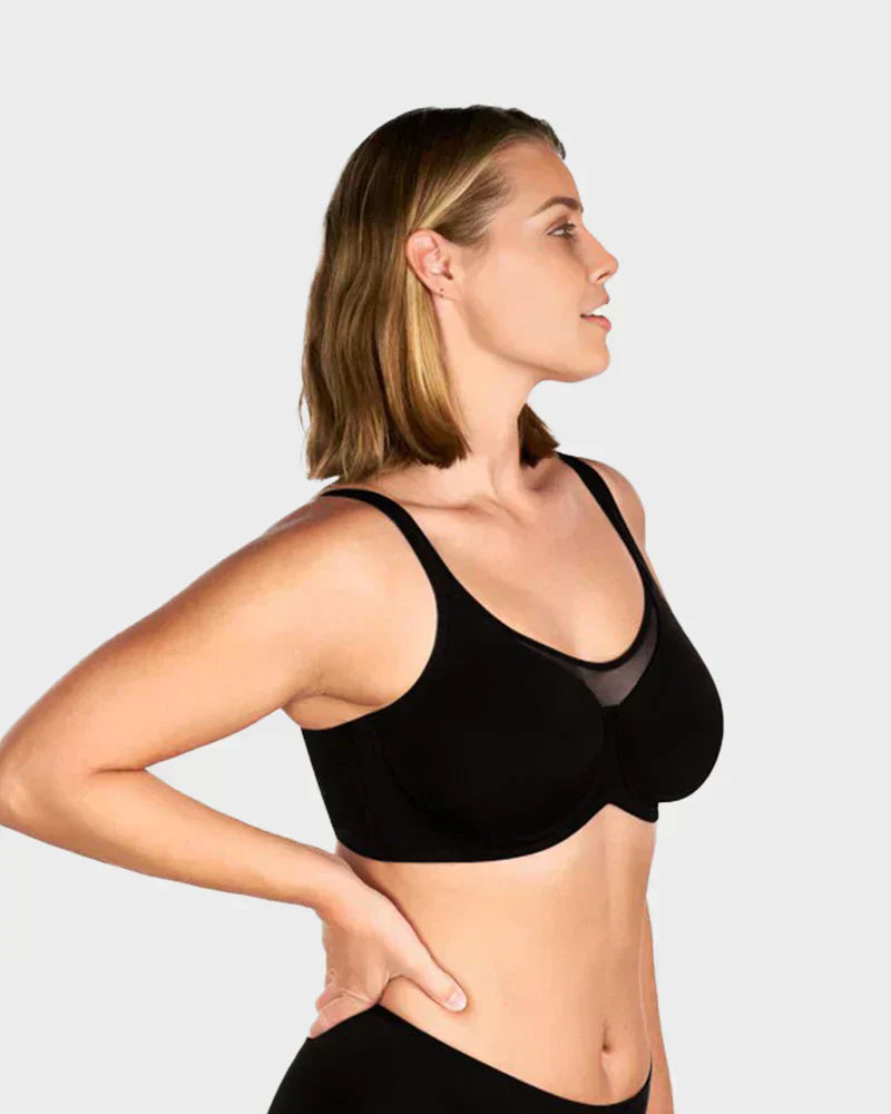 🏆LUCKYSONG® Last Day Special Price💐Women's Elegant Sheer Full Coverage Plus Size Bra - Black