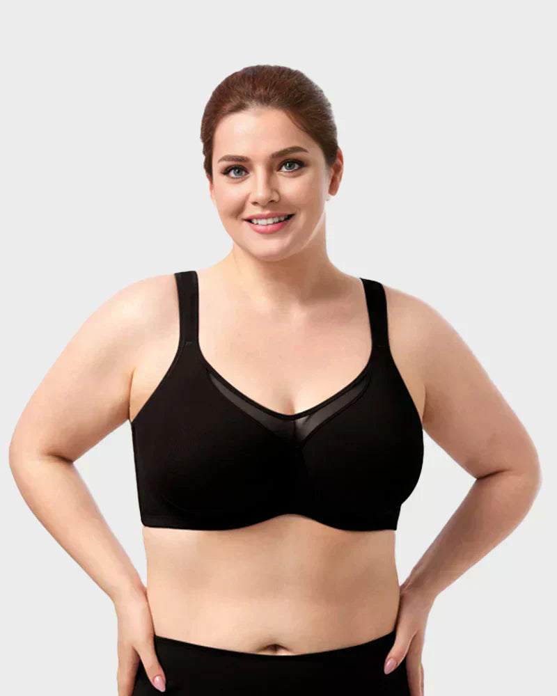 🏆LUCKYSONG® Last Day Special Price💐Women's Elegant Sheer Full Coverage Plus Size Bra - Black