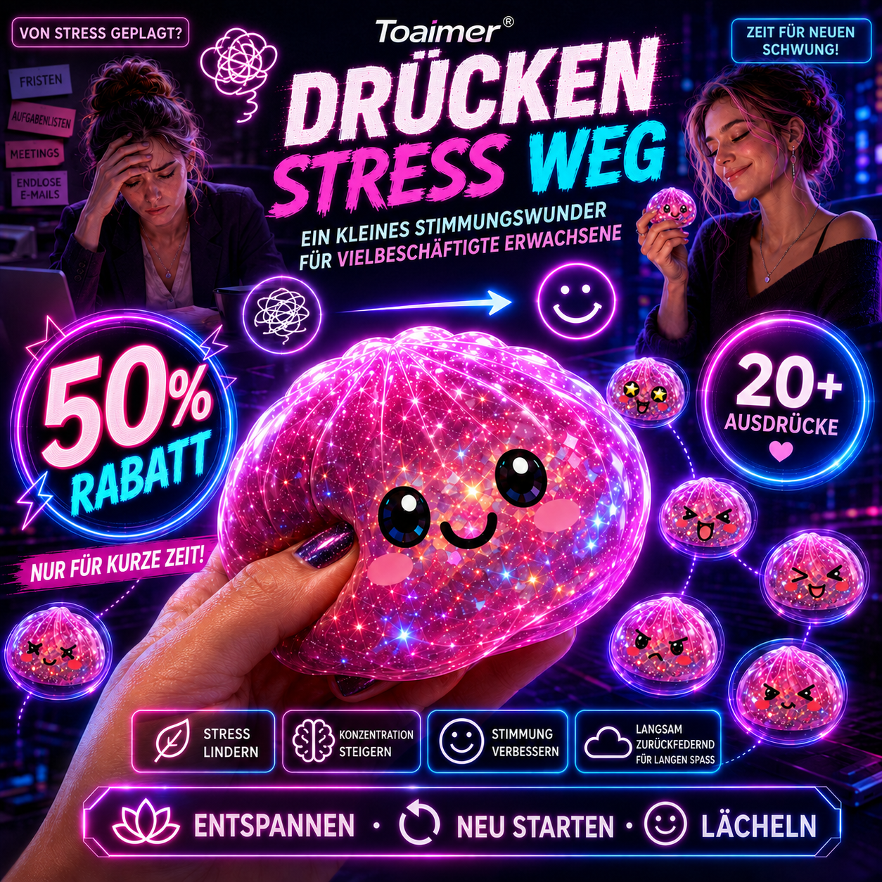 🚨 NUR HEUTE: 50 % SPAREN! | Toaimer® Magic Face-Changing Dumpling Squishy 🥟